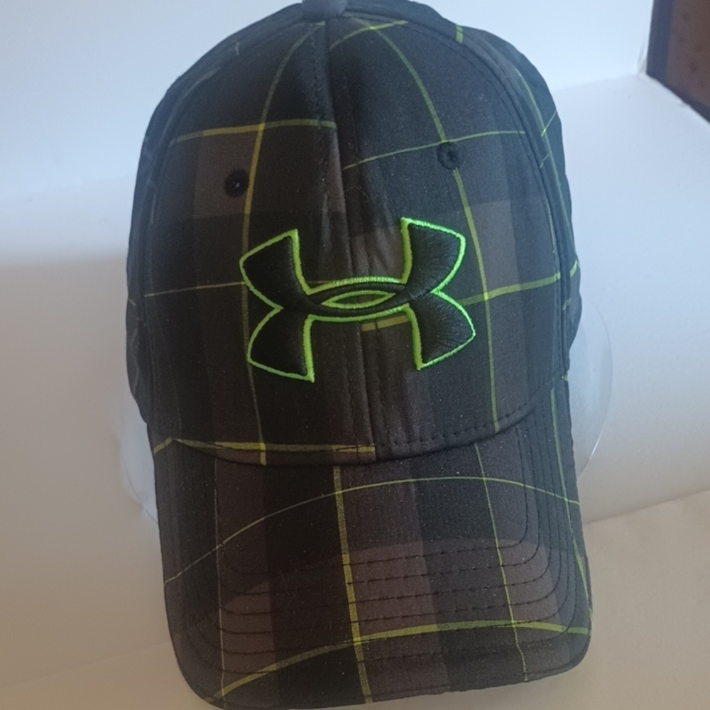 Under Armour Black and Neon Green Plaid Cap